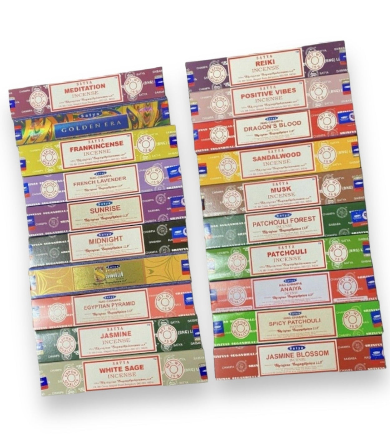 Satya Nag Champa Incense Sticks 15g - 12 Packs of Mixed Fragrances