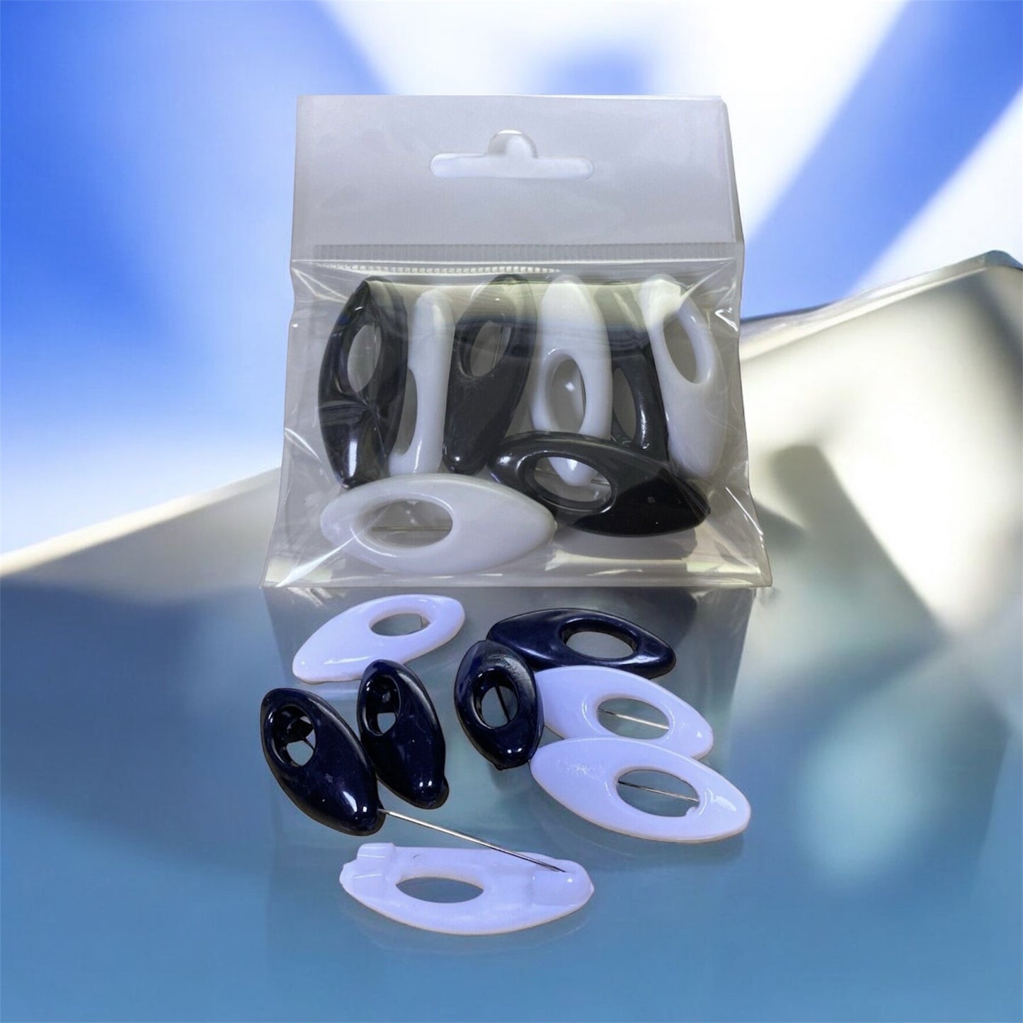 Bulk Black & White Oval Hijab Pins – 3.9cm | Wholesale Hijab Accessories