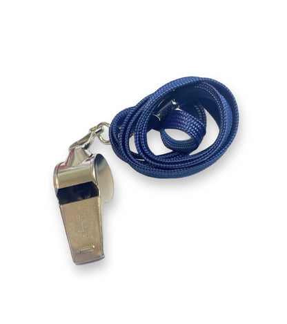 Whistle Referee Football Sports Metal Silver Rope Keyring School Rugby