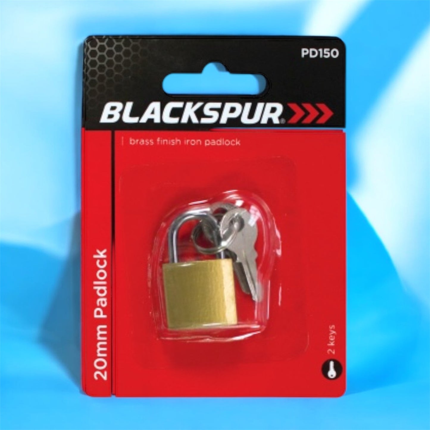 20mm Brass Padlock by Blackspur – Durable Padlock with 2 Keys for Secure Locking