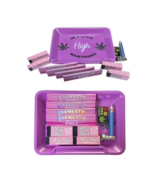 High Maintenance Pink Girly Gift Set Smoking Rolling Tray gift set uk seller