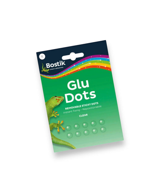 1 xBlu Tak Glu Dots Removable Clear Double Sided Sticky 64 Dots BOSTIK Glue Tack