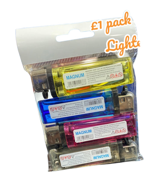 Pack of 4 random mix colours disposable lighters colours may vary