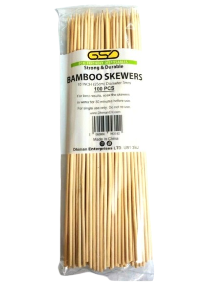 100 x 25cm Bamboo Barbecue Sticks Skewers BBQ Party Grill Kebab Fruit Fondue5