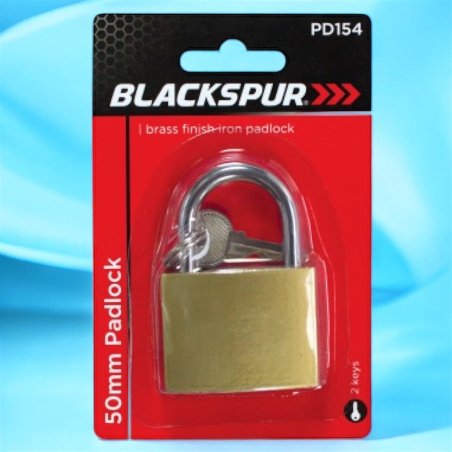 50mm Brass Padlock - Heavy Duty by Blackspur – Secure Lock with 2 Keys for High-Security Applications