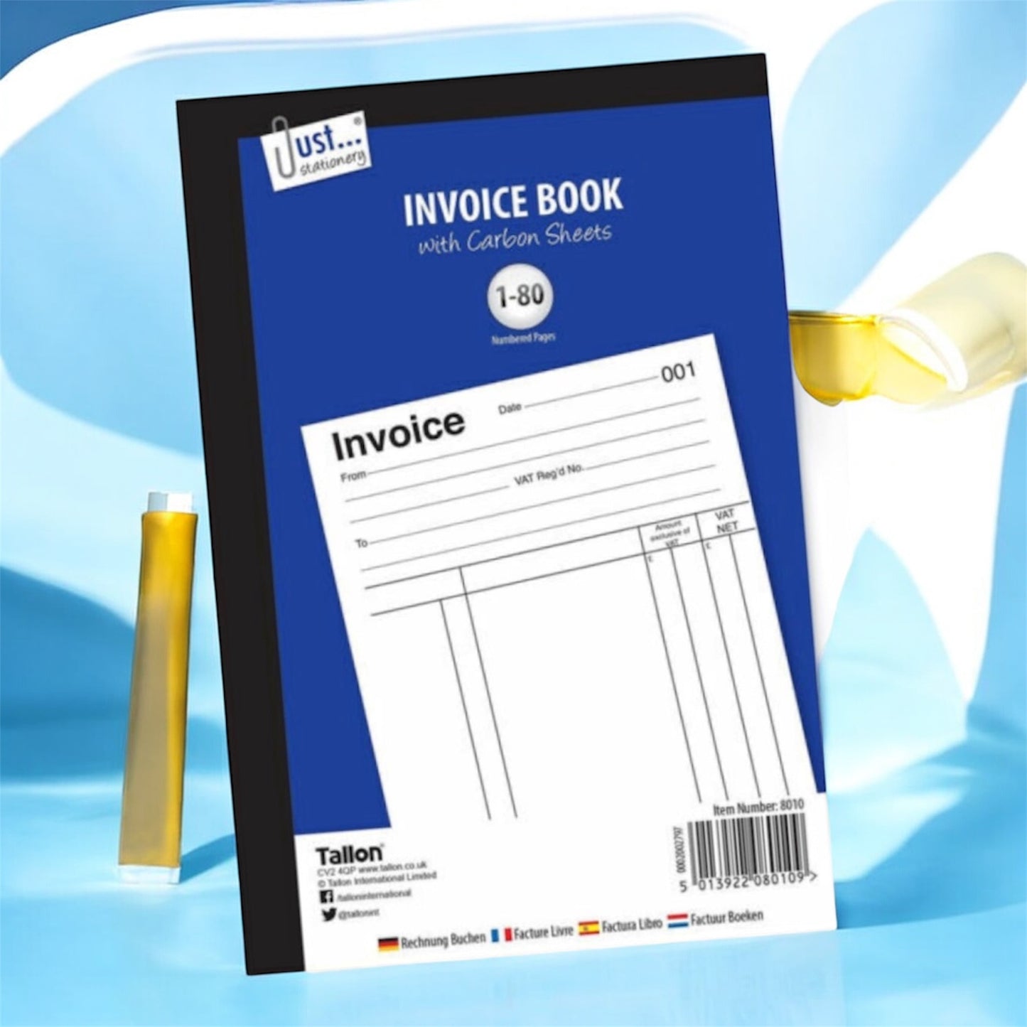 A5 Invoice Book Receipt Book – 80 Pages, Carbon Sheets – Just Stationery – Ideal for Self-Employed & Small Business Use