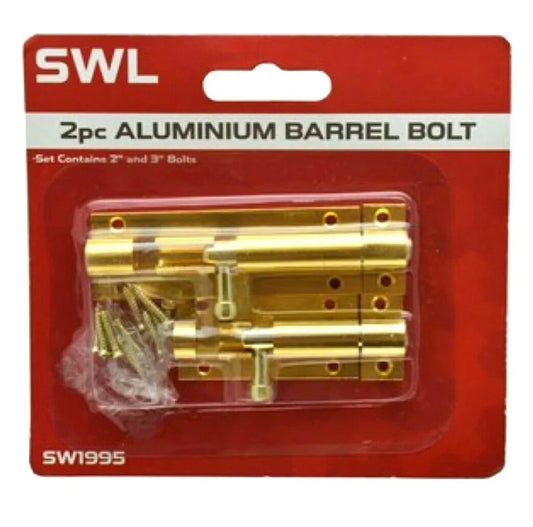 Barrel Bolt Sliding Lock Latch with Fixing Screws 2" & 3" pack of 2 uk seller