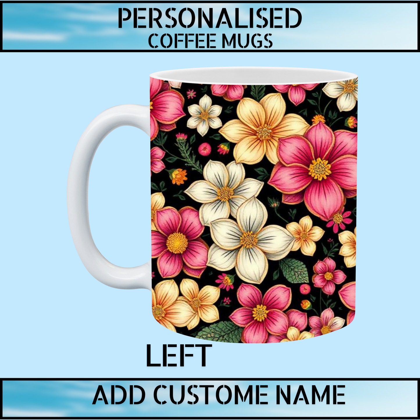 Floral Initial Personalised Name Mug