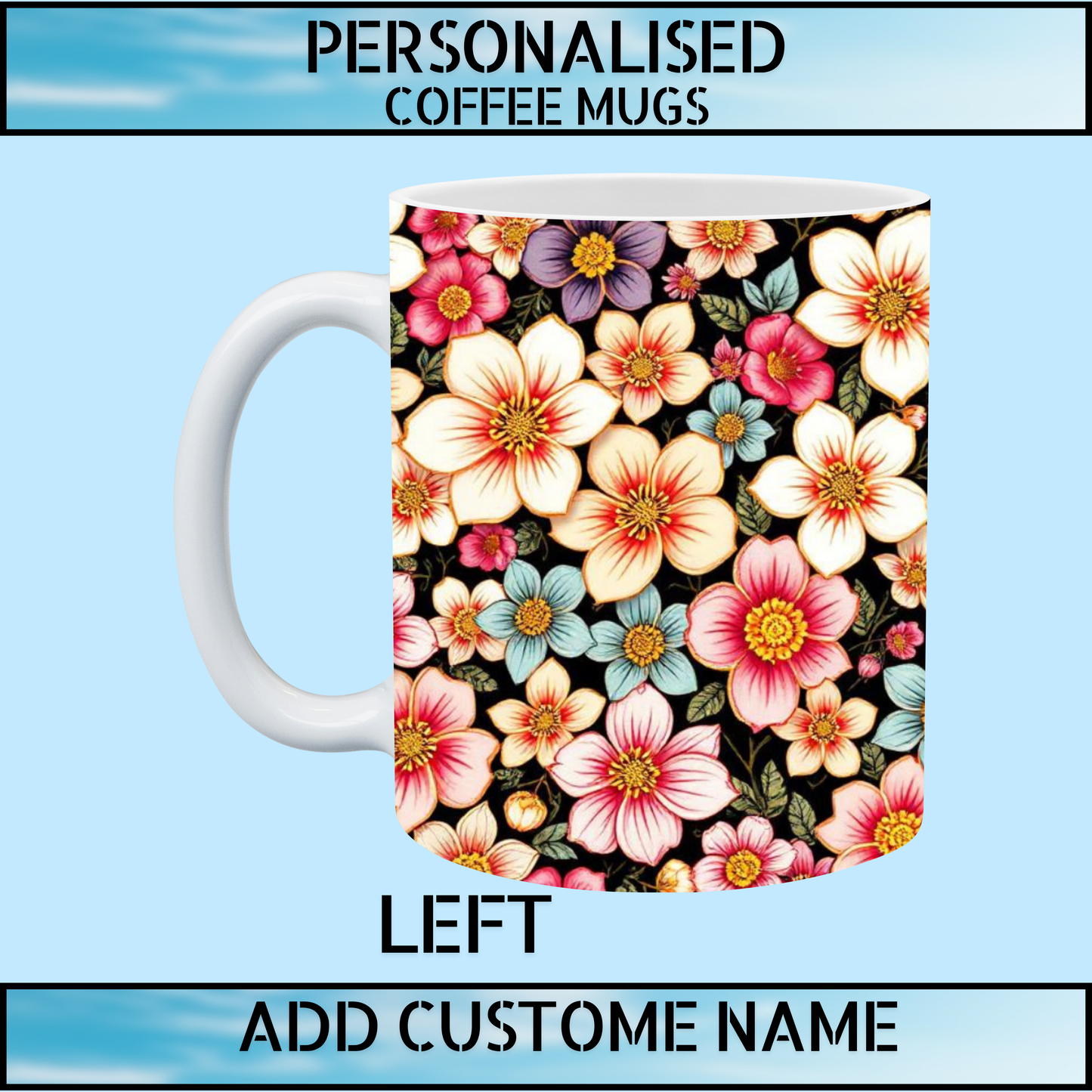 Floral Initial Personalised Name Mug