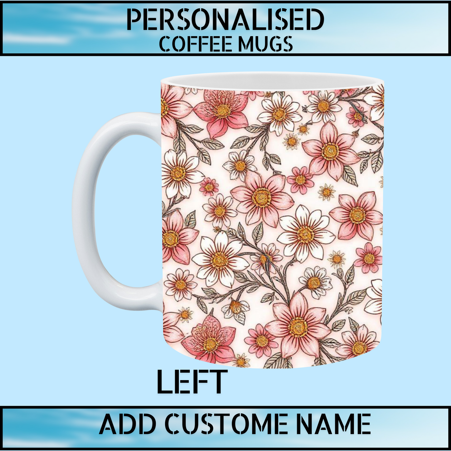 Floral Initial Personalised Name Mug