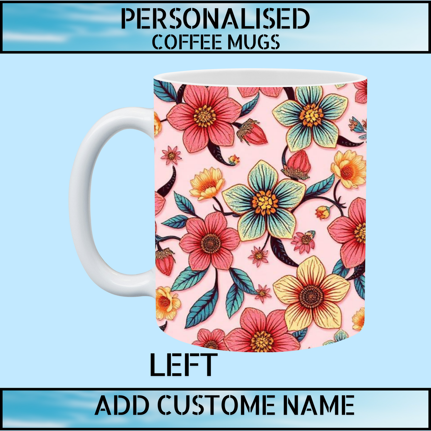 Floral Initial Personalised Name Mug