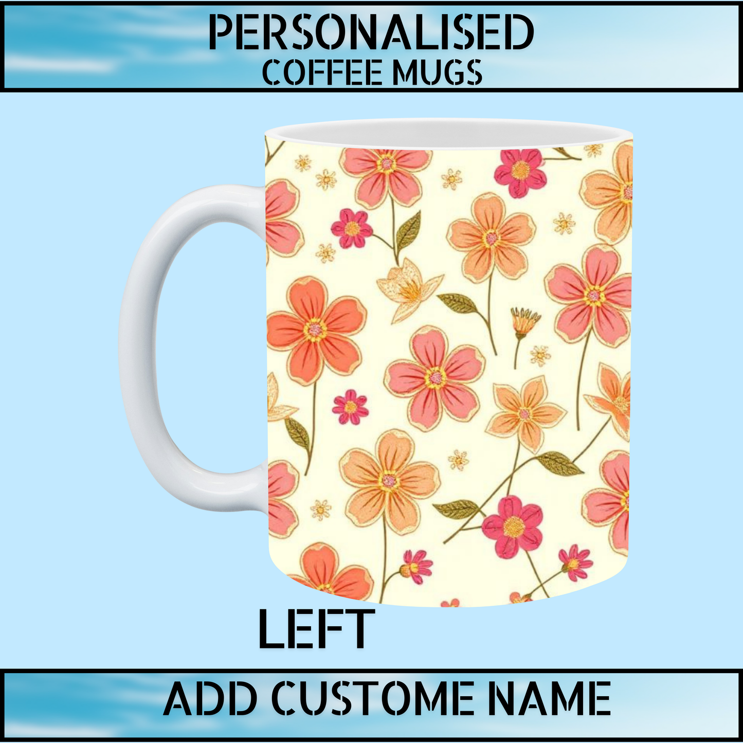 Floral Initial Personalised Name Mug