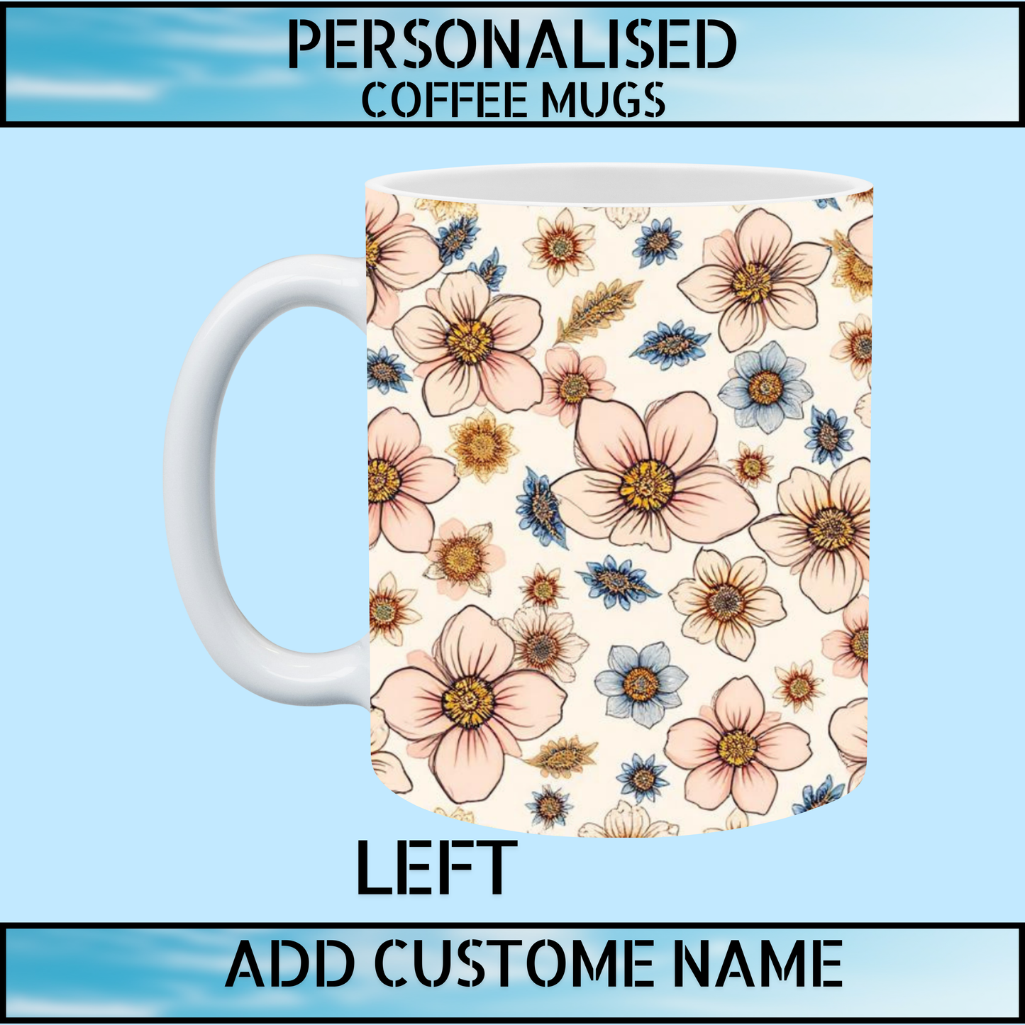 Floral Initial Personalised Name Mug – Best Gift for Mom