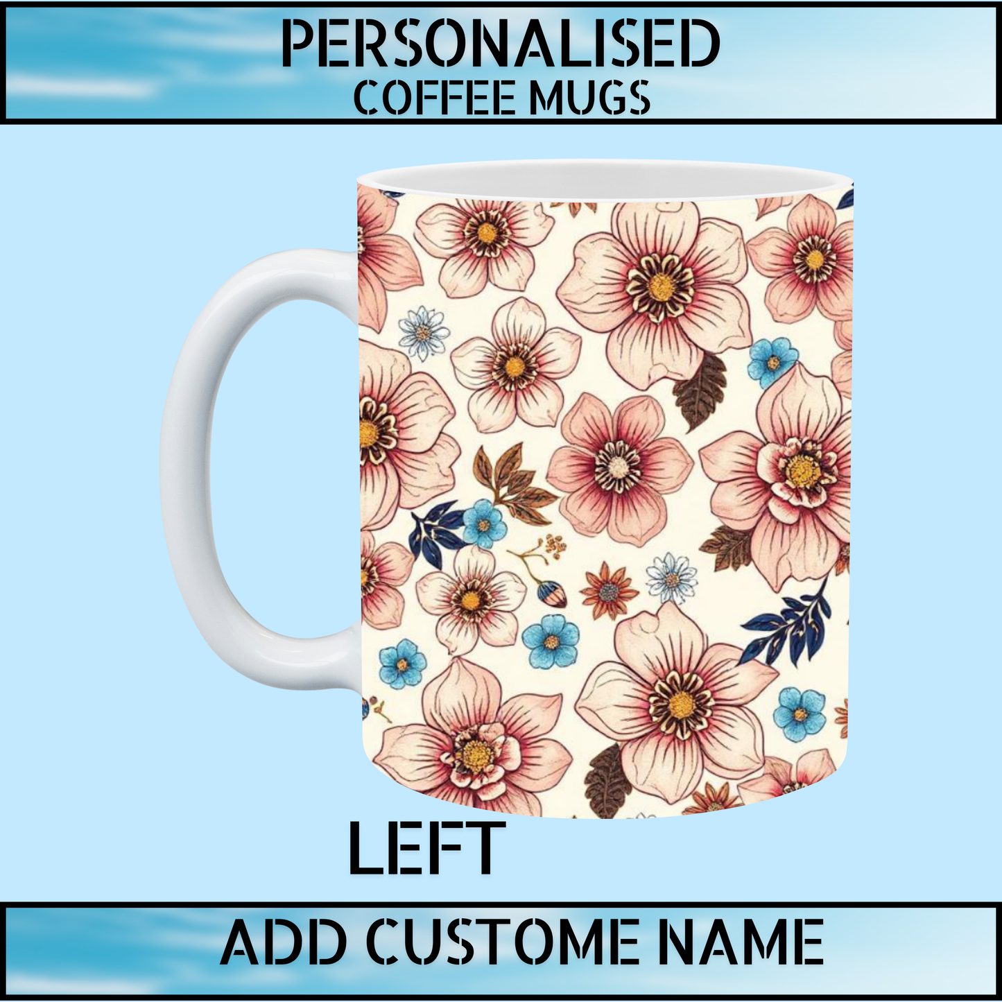 Floral Initial Personalised Name Mug – Unique Gift