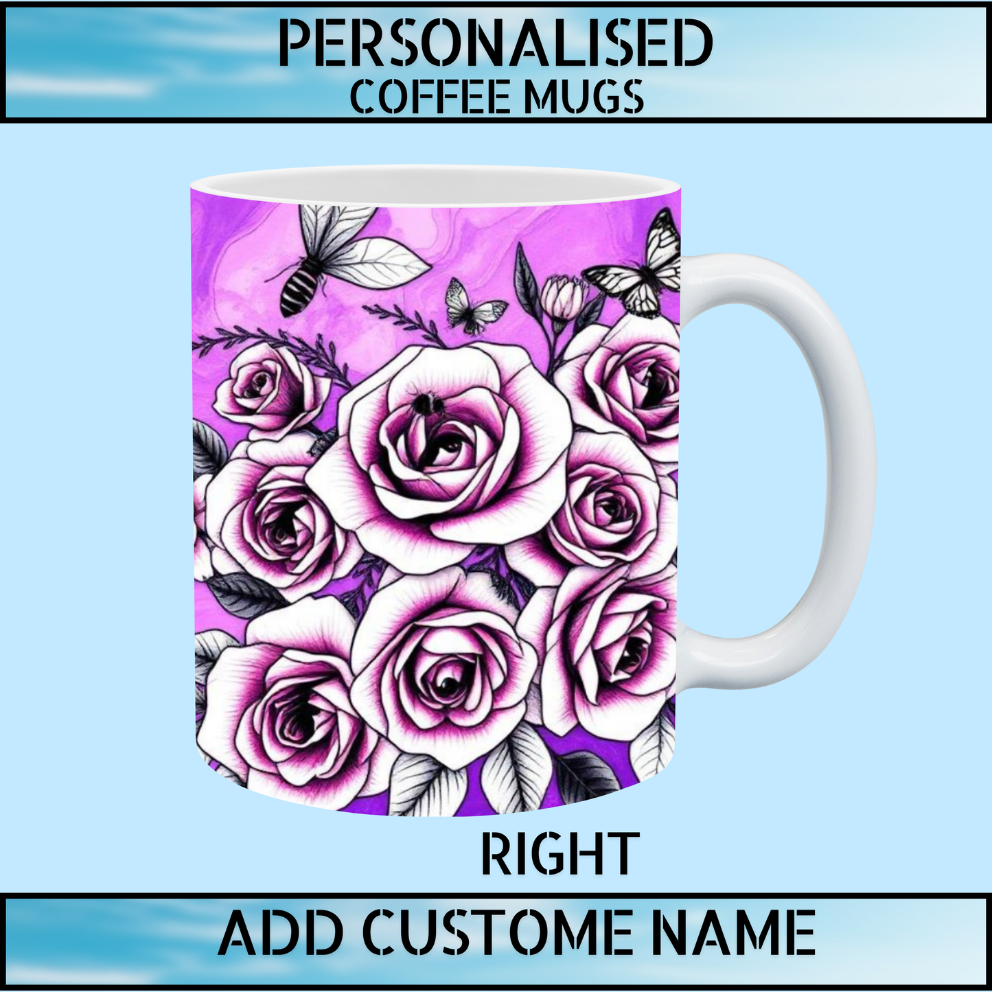 Floral Initial Personalised Name Mug – Designer Birthday Gift