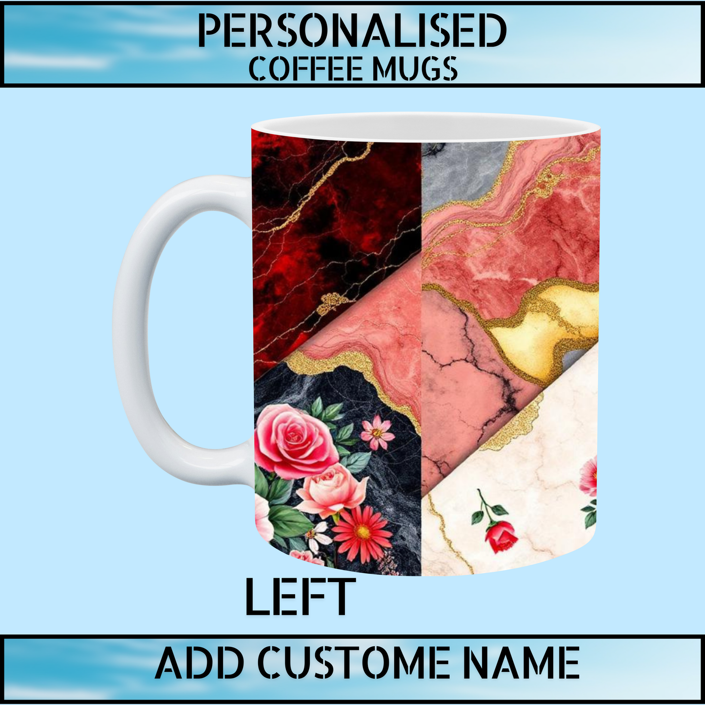Personalised Coffee & Tea Marble Floral Mug