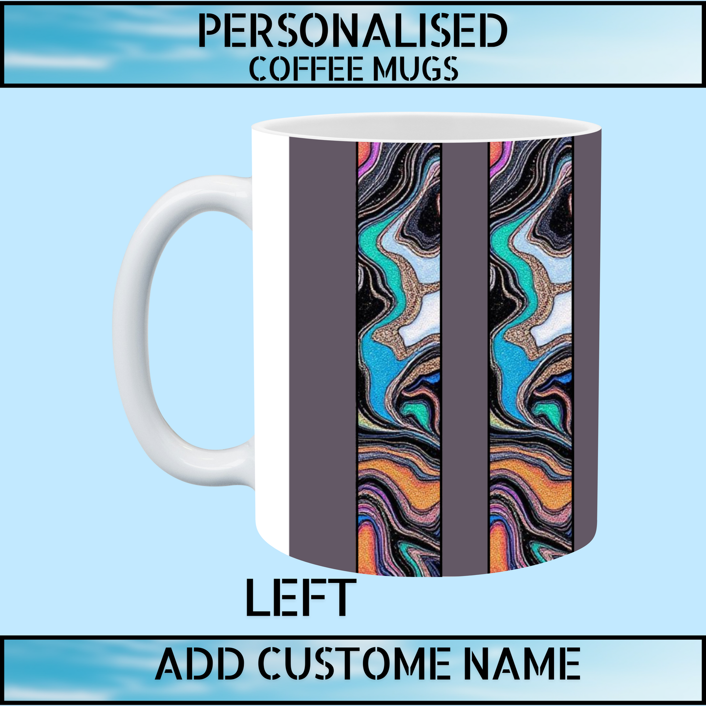 Cool Fancy Marble Art Personalised Name Coffee Mug