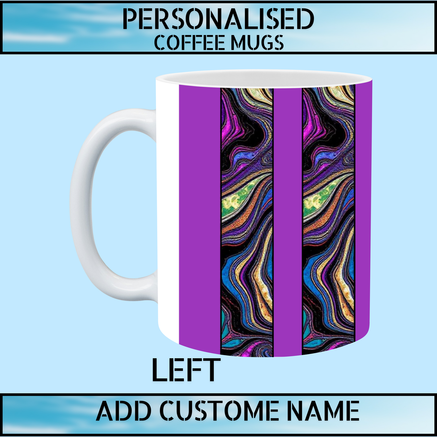 Purple Marble Personalised Name Coffee Mug 11oz