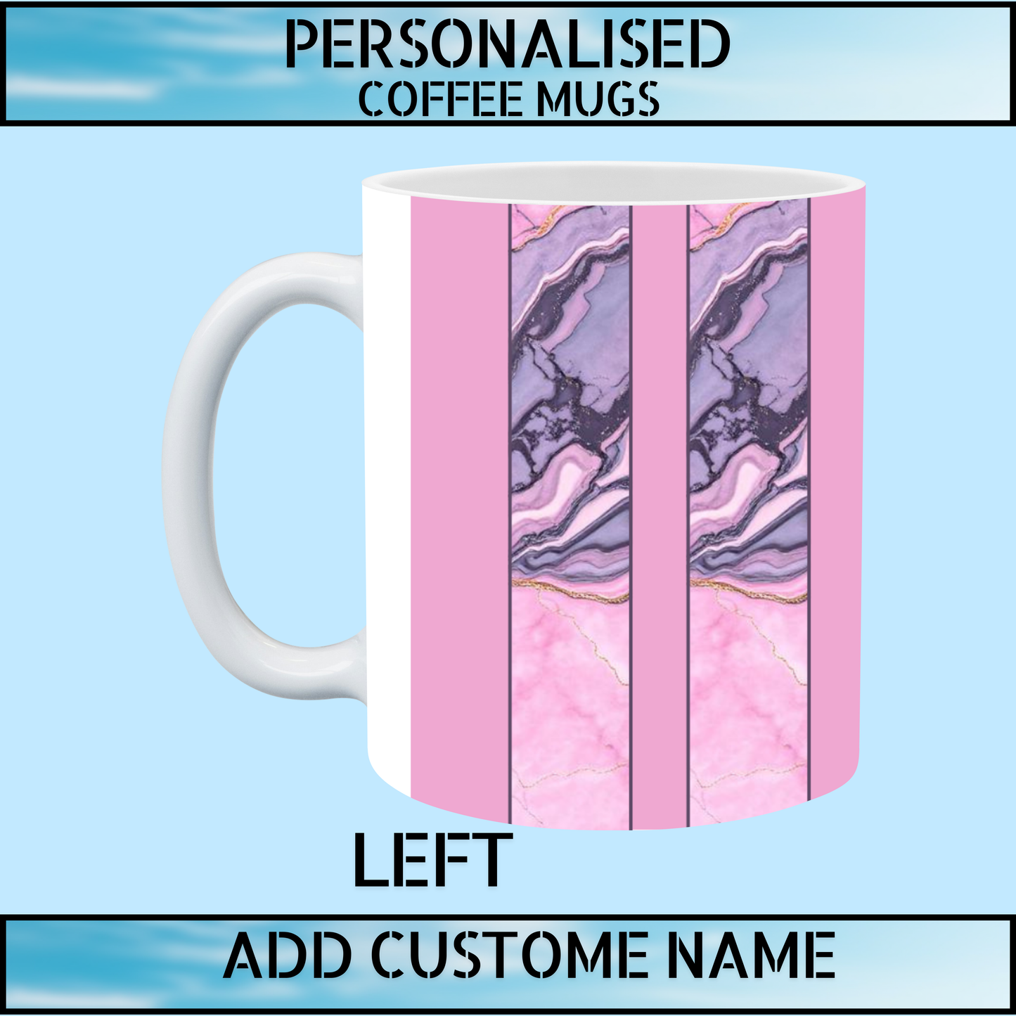 Personalised Marble Heart Name Coffee Mug for Her