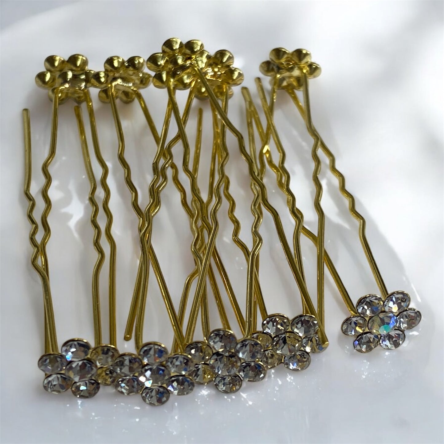 Wedding Hair Pins UK - Golden Crystal Bridal Hair Accessories (Set of 10)