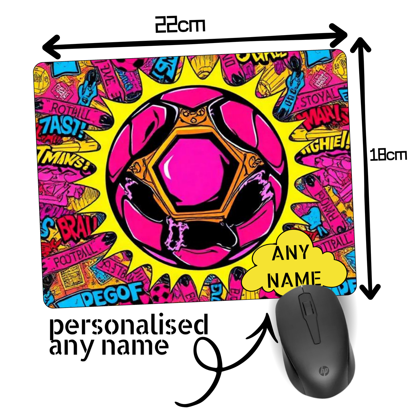 Custom Football Name Mouse Mat / Personalised Mouse Pad – UK Made