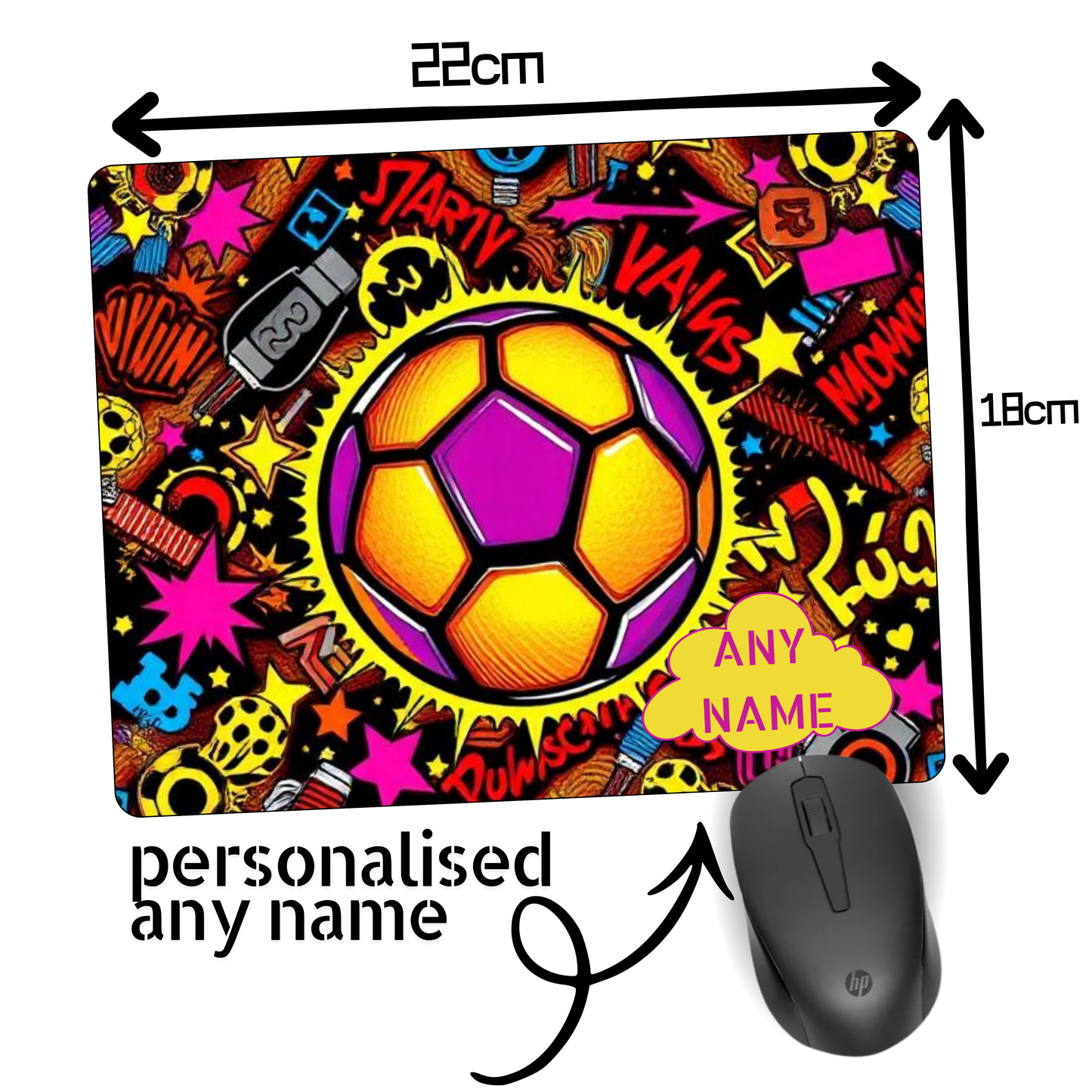 Personalised Football Mouse Mat | Add Your Name | UK Made