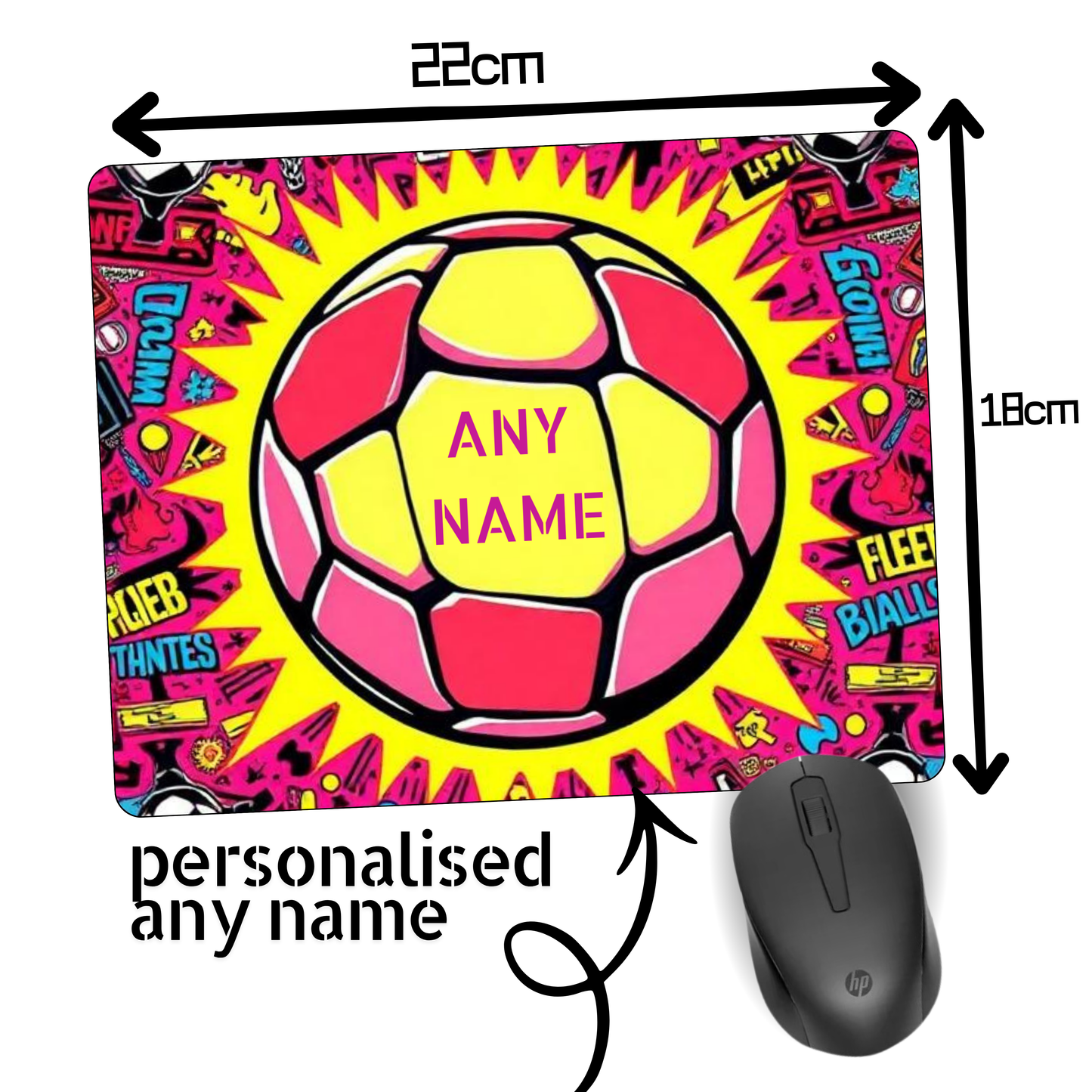 Personalised Football Mouse Mat | Name Printed | UK Made