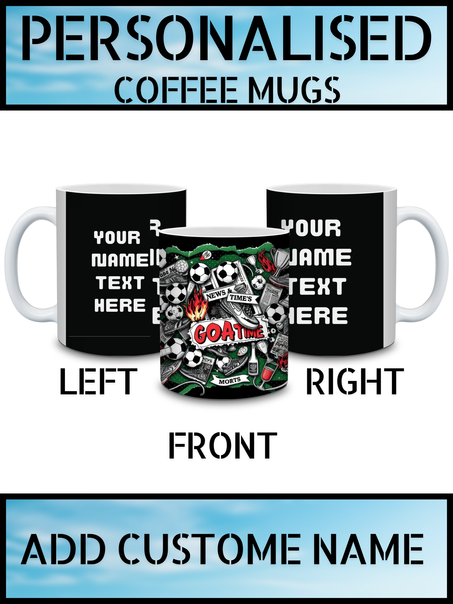 Personalised Football Mug – Name Print Gift