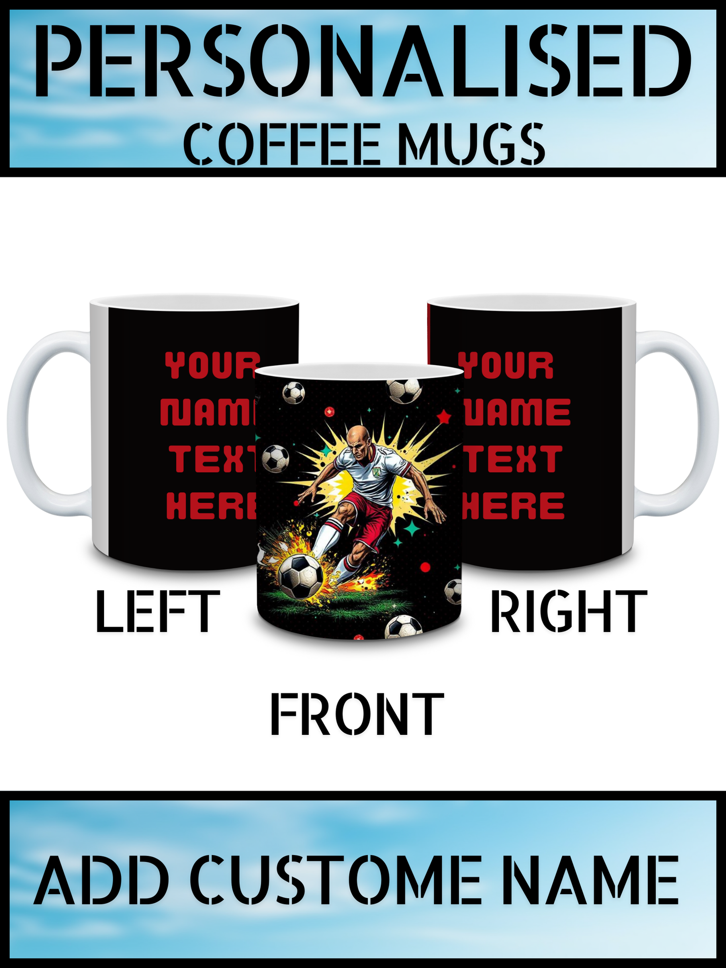 Personalised Football Mug – Name Print Gift