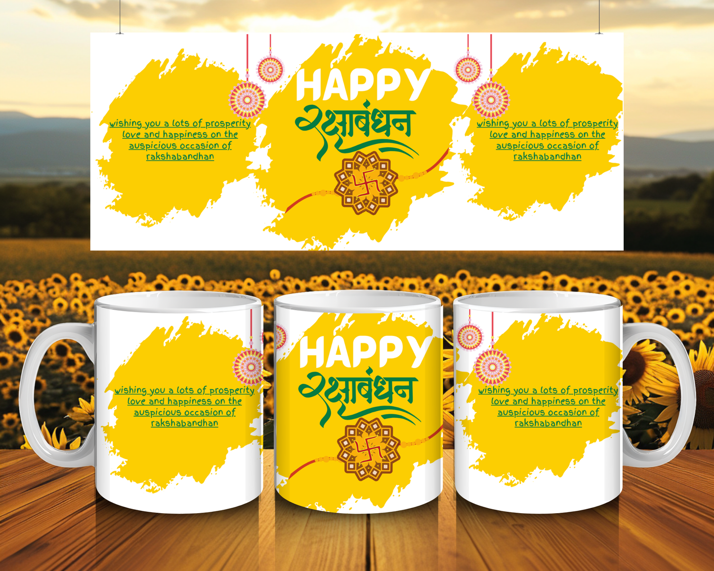 Rakhi Mug for Brother | Raksha Bandhan Gift | Handmade UK | Coffee & Tea Cup | Designs 101–109 Available