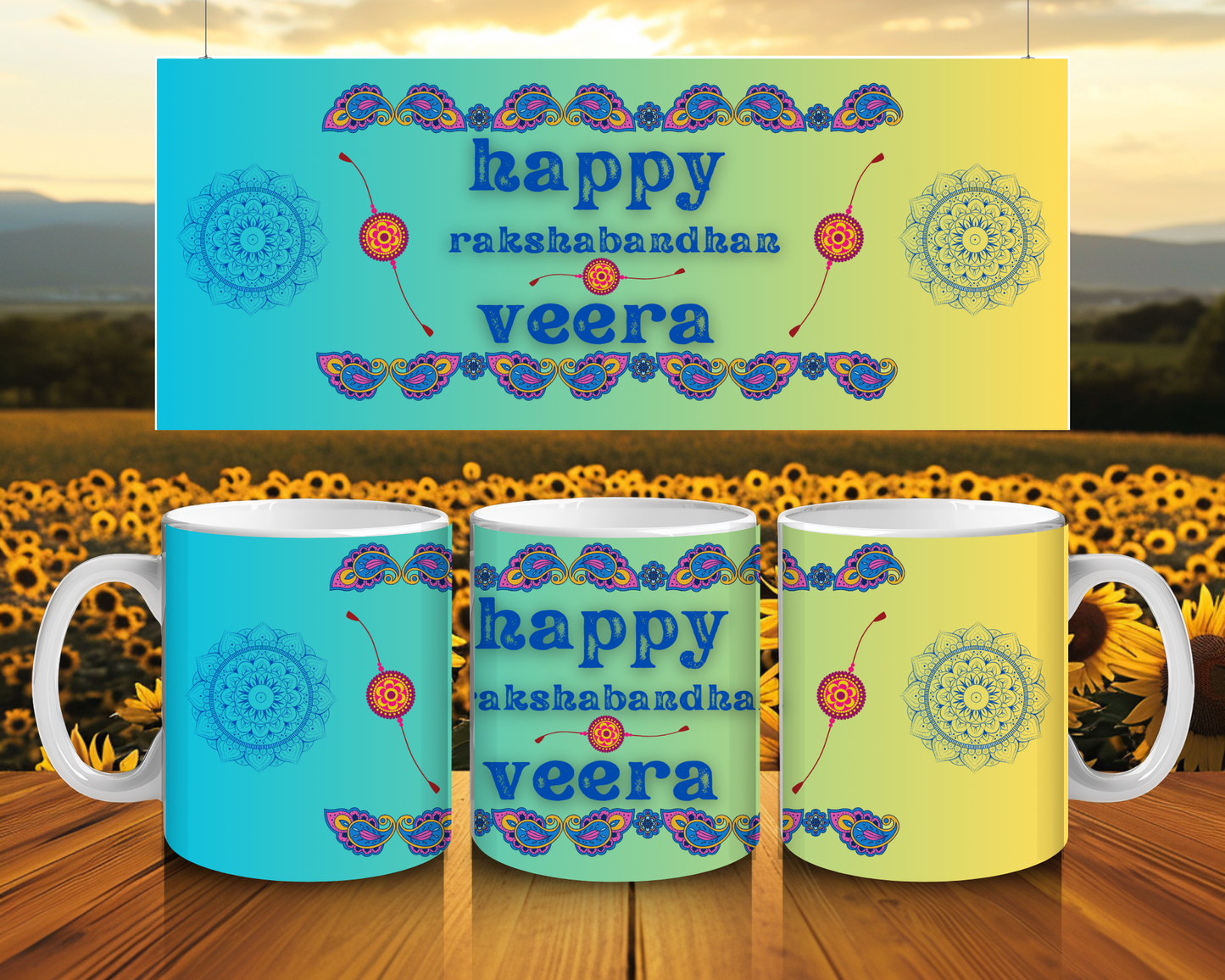 Rakhi Mug for Brother | Raksha Bandhan Gift | Handmade UK | Coffee & Tea Cup | Designs 101–109 Available