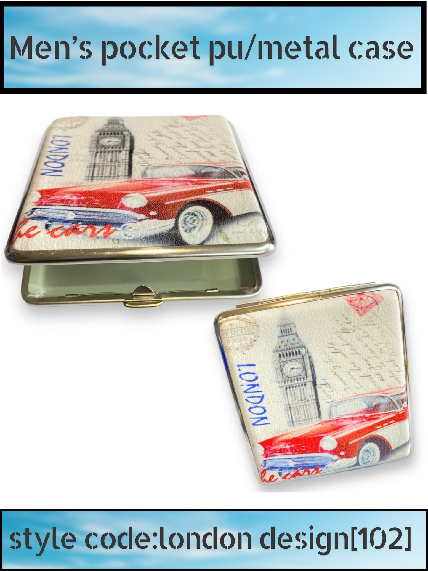 King Size PU Leather Metal Pocket Case – Classic London Design
