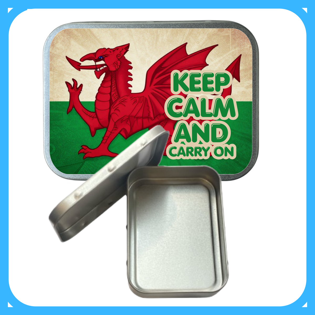 Welsh Flag Keep Calm & Carry On Metal Storage Tin