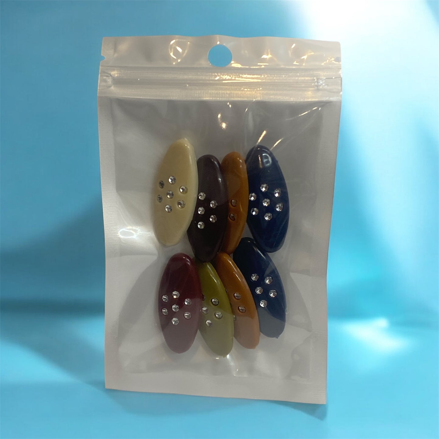 Wholesale Oval Hijab Pins with Glassy Top – Multicolour Packs (8pcs) | Bulk Hijab Accessories