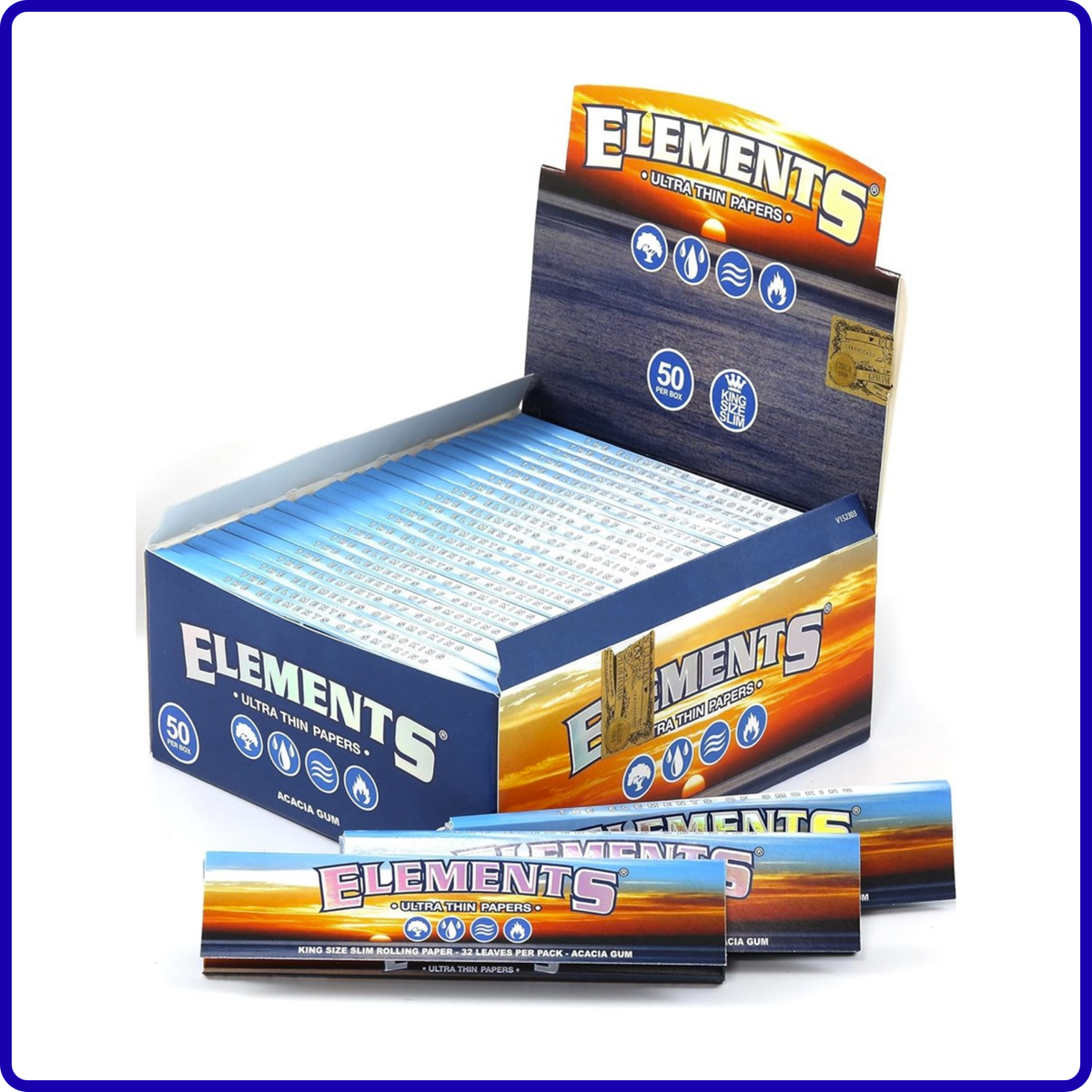 Elements King Size Slim Rolling Papers – Full Box of 50 Booklets