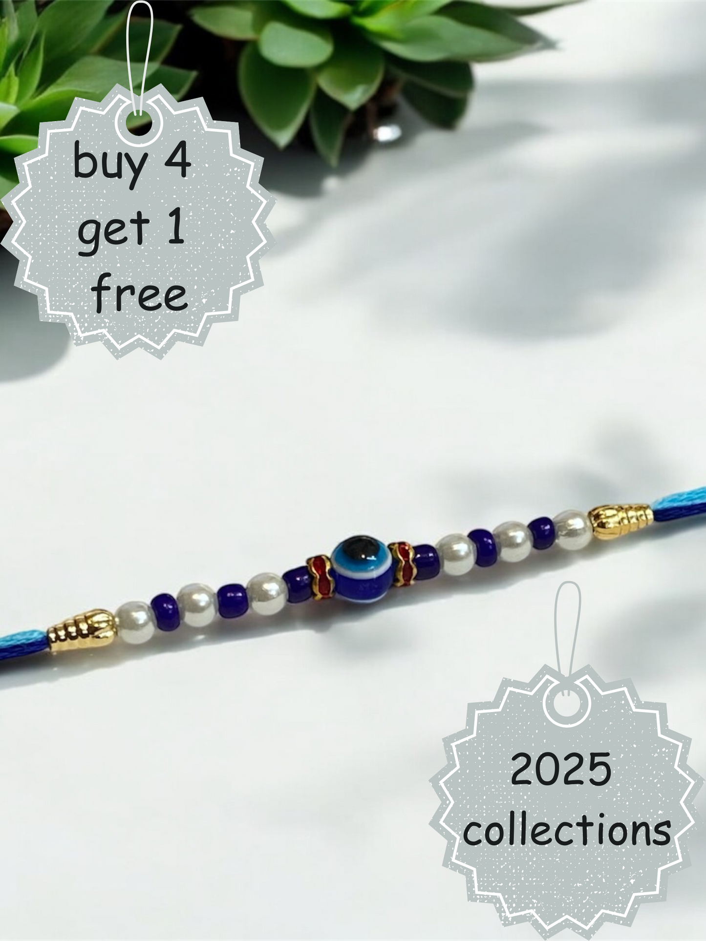 Buy Evil Eye Rakhi UK – Dual Blue Thread with Beads | Raksha Bandhan 2025 Gift