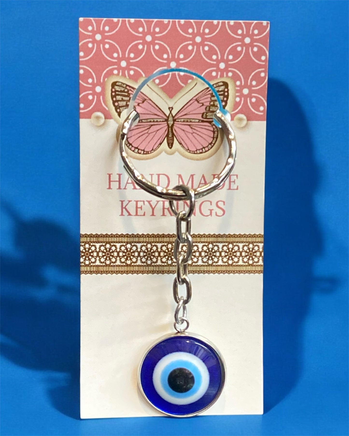 Handmade Blue Evil Eye Keyring | Good Luck Charm | Protection Amulet Keychain UK