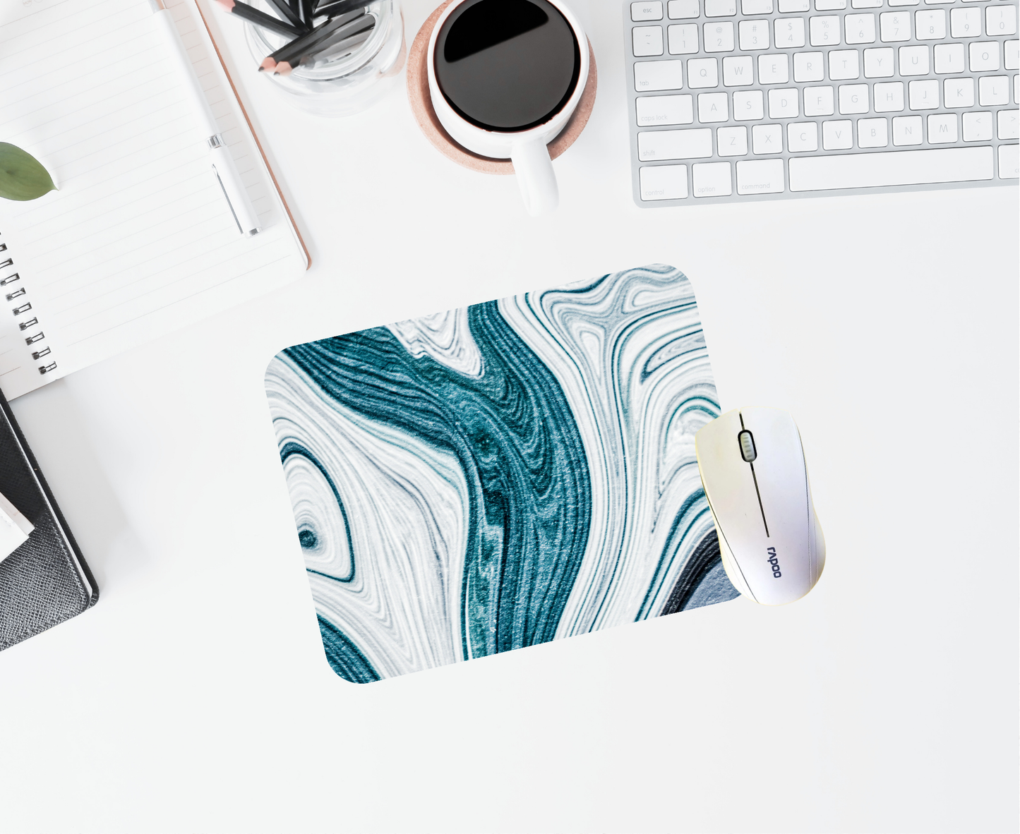 Marble Art Printed Mouse Mat 22x18cm | Non-Slip Rubber Base | NKB London UK Ltd
