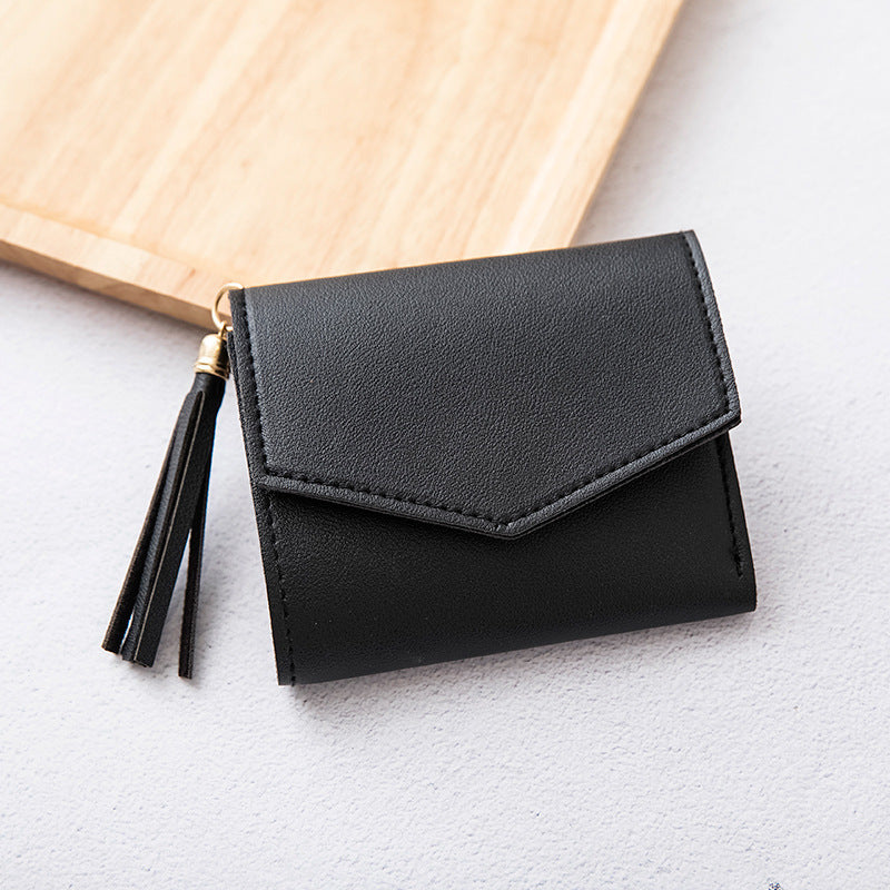 Short Women's Korean-style Tassel Small Wallet Simple Square Women's Coin Purse