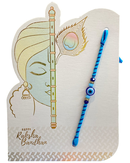 Evil Eye Rakhi 2025 – Light Blue & Royal Blue Two-Tone – Style Code 1212