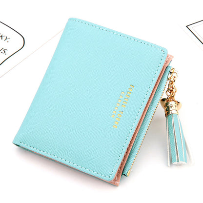 Cross Pattern Tassel Zipper Coin Purse