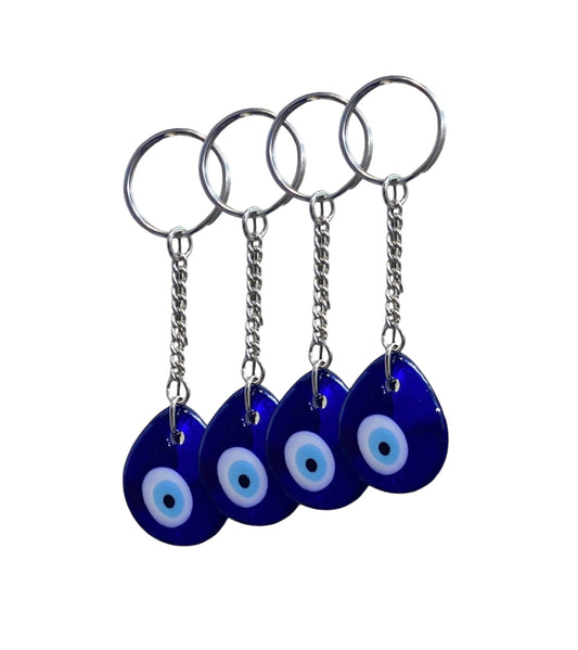 Evil Eye Keychain Glass Lucky Turkish Greek Charm Keyring Nazar Mati Eye