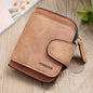 Simple Short Solid Color Three Fold Magnetic Buckle Wallet Multi Card Large Capacity Women's Purse