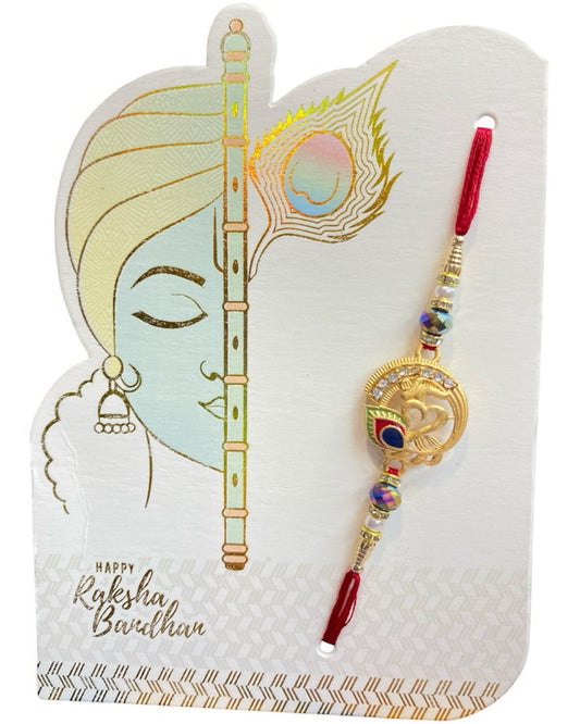 Fancy Designer Rakhi with OM Pendant | Red Thread | UK Supplier | Wholesale & Retail Rakhi Seller Near Me