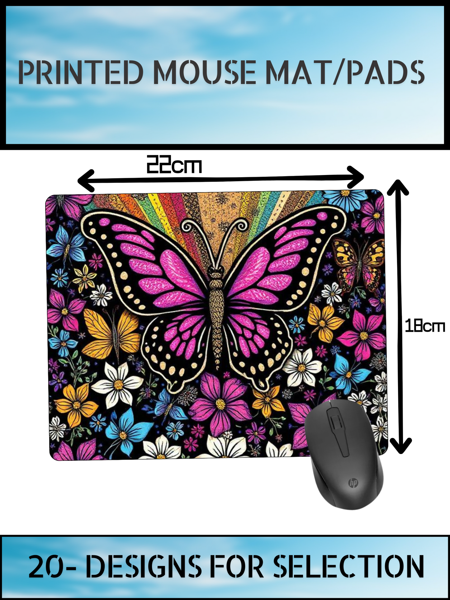Mouse Mat | Mouse Pad | Butterflies Collection