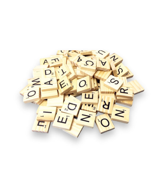 Wooden Scrabble Tiles Black Letters Tiles Crafts Wood Alphabets Toy UK seller pack of 100 mix letters