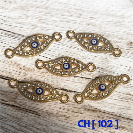 Evil Eye Connector Charms | Enamel Golden Base | Pack of 5 | Style Code CH[102]