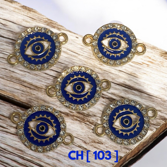 Enamel Evil Eye Connector Charms – CH[103] – Pack of 5