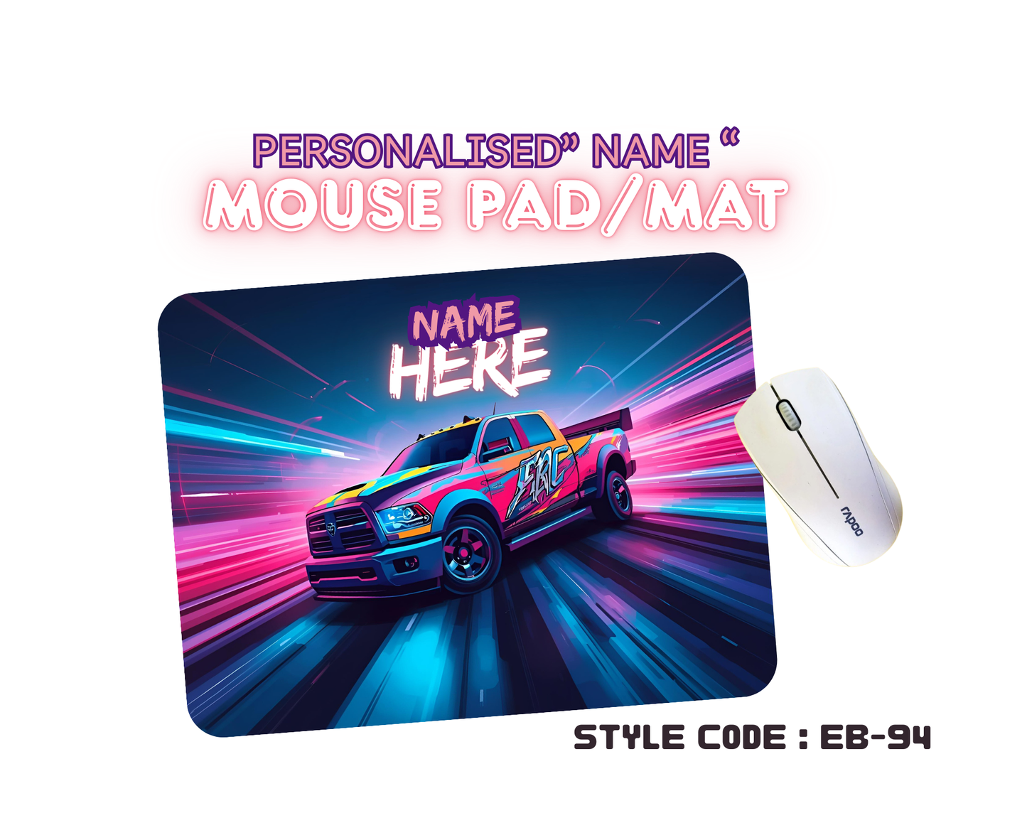 Personalised Racing Cars Mouse Mat | Pad | Custom Name Print | EB84–EB98 Designs