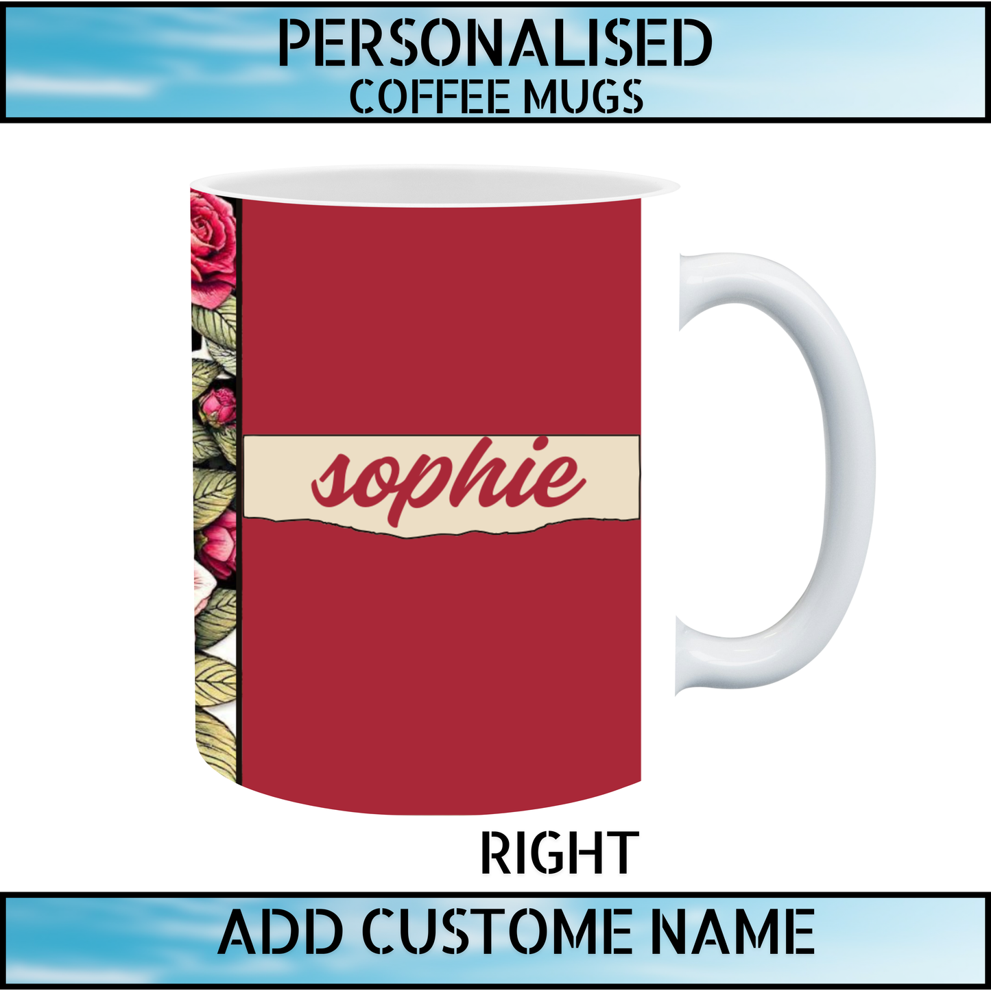 Personalised Floral Name Mug with Heart Initial